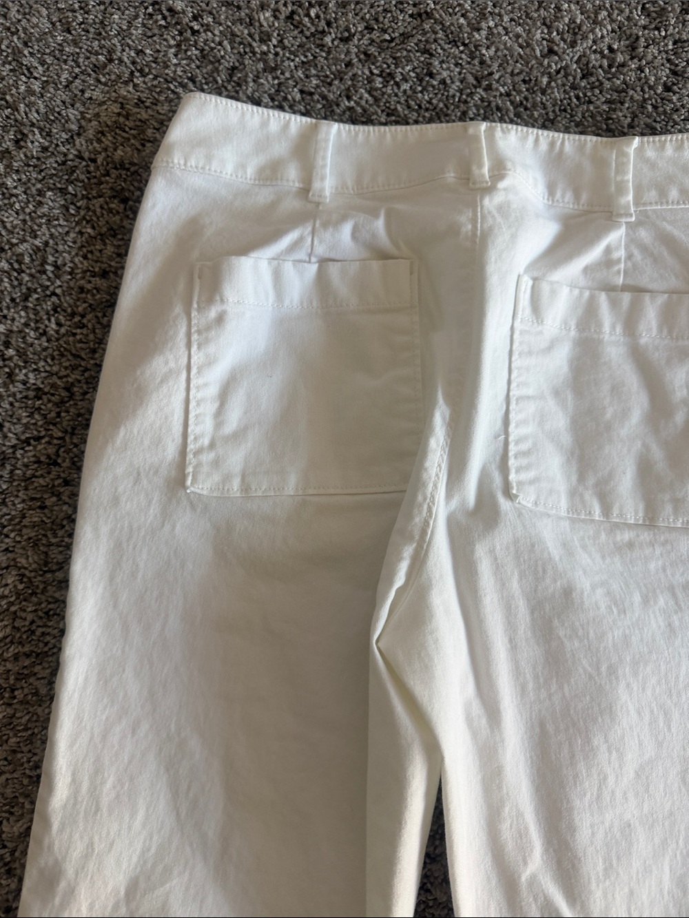 White Cotton Straight-Leg Ankle Pants - Picture 3 of 5